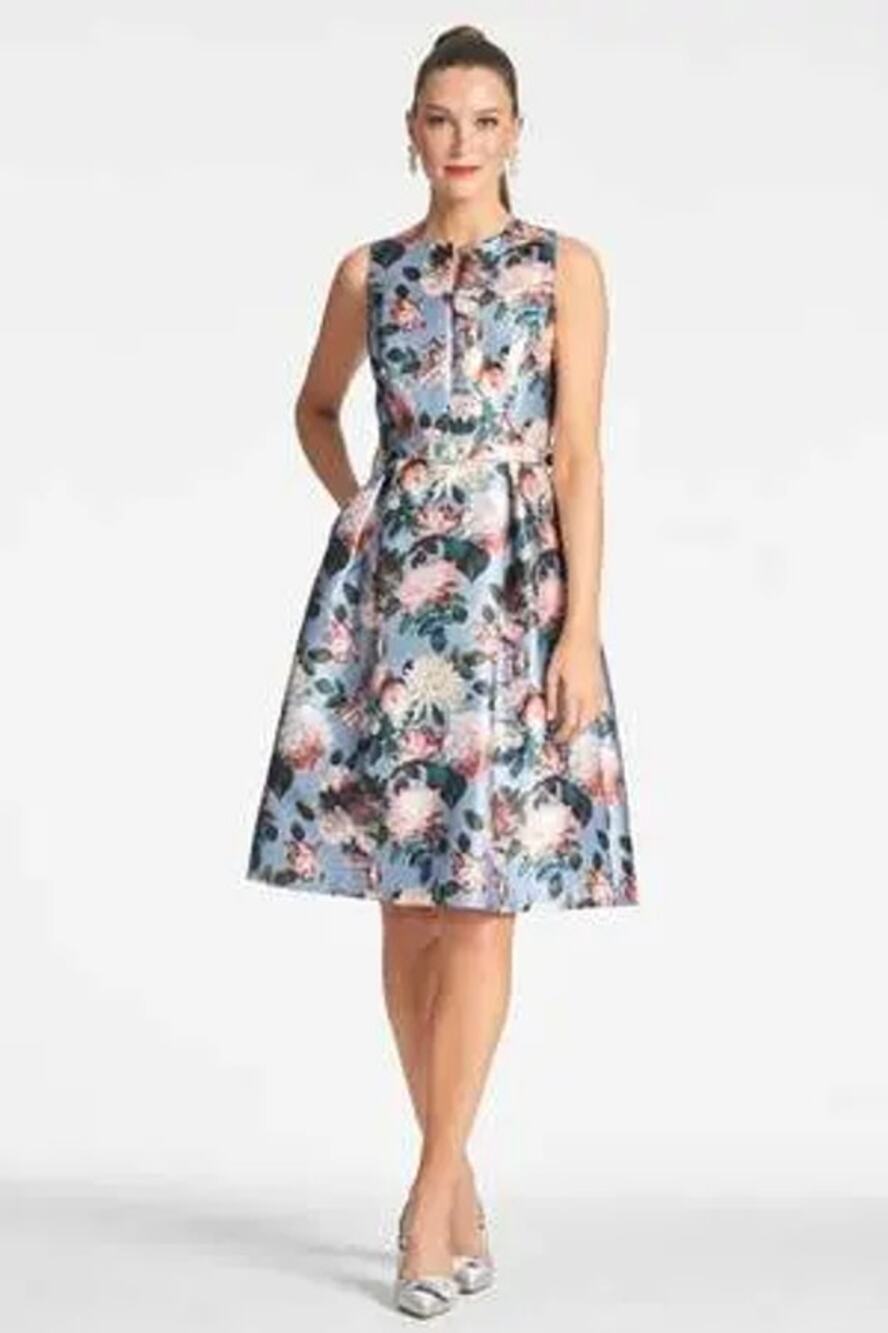 Sachin & Babi Women's Tish Printed Mikado Tea-Length Dress Size 14 NWT